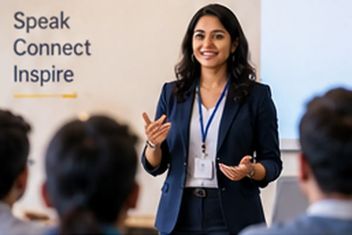 Teacher presenting to colleagues